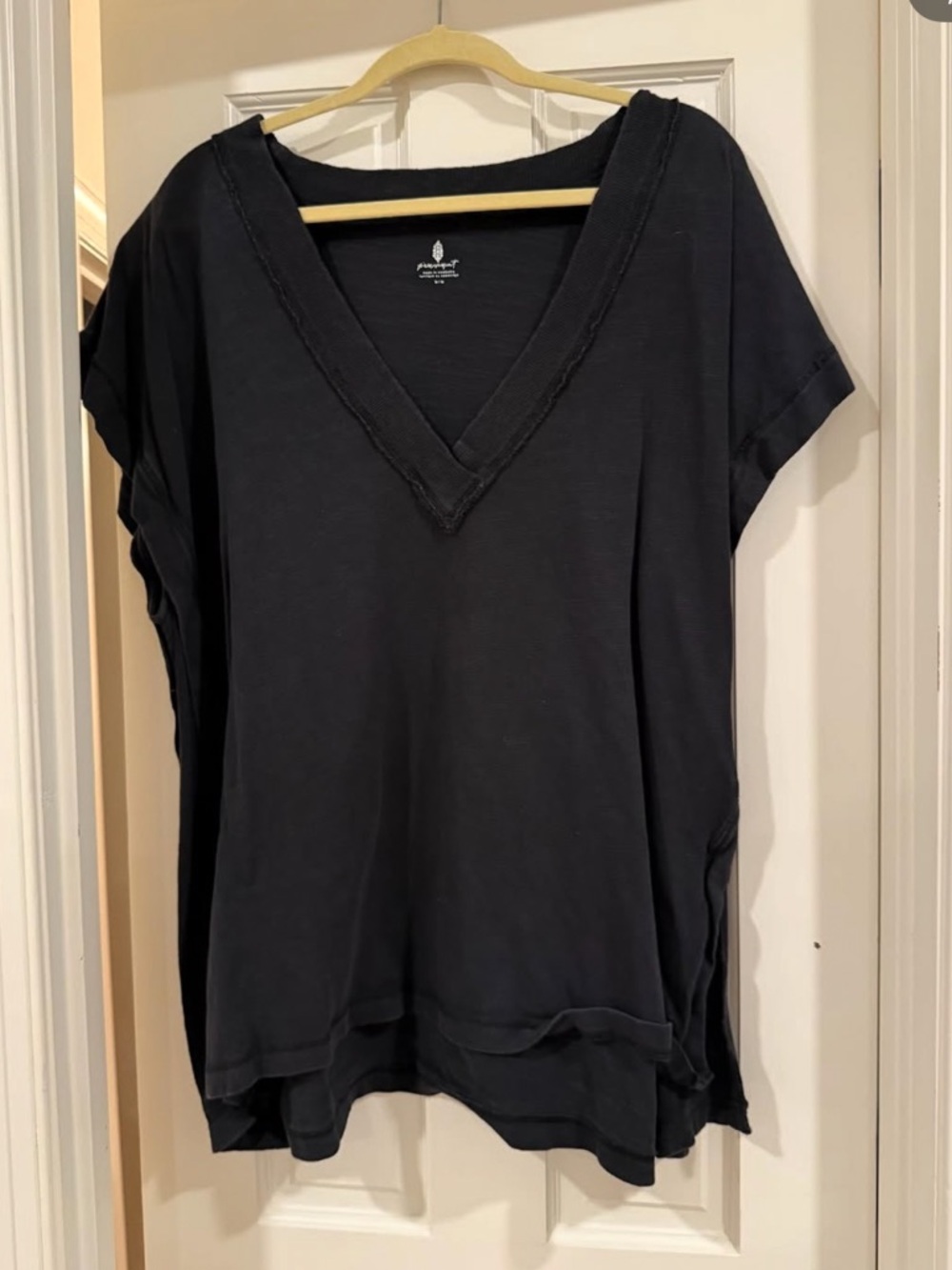 FP Movement by Free People Black V-Neck Short Sleeve Top